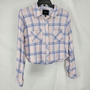 Rails Moyenne Button Down Women's Size Medium Pink Blue Plaid Top Shirt